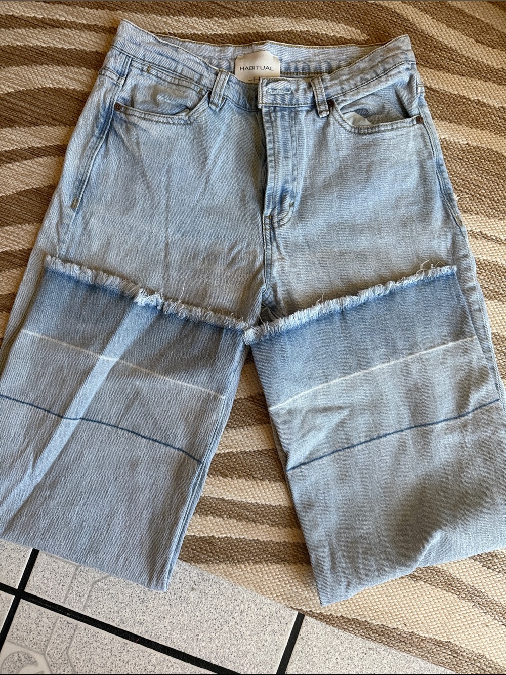 Habitual Light Blue Relaxed Crop Jeans with Frayed Hem